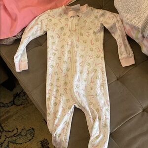 Pink and White Floral Footies One Piece